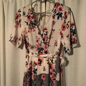 Floral striped romper